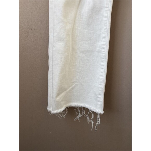 Express Women’s White High Rise Cropped Flare Jeans Size 6R Distressed Denim - Picture 2 of 8